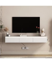 Streamdale Furniture Floating Tv Stand with Led Lights & Power Outlet