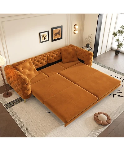 Streamdale Furniture 3-in-1 Convertible Sleeper Sofa with Pull-Out Bed and Ottoman