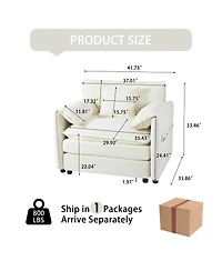 Streamdale Furniture Oversized Chenille Armchair with Toss Pillow, Modern Modular Reading Chair