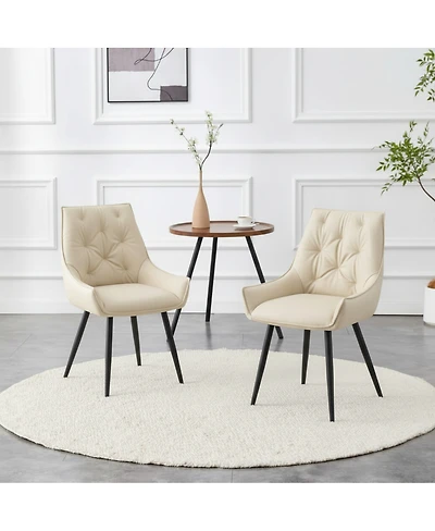 Streamdale Furniture Dining Chairs Set of 2, Faux Leather, Mesh Texture, Legs (Set of 2)