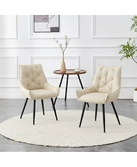Streamdale Furniture Dining Chairs Set of 2, Faux Leather, Mesh Texture, Legs (Set of 2)