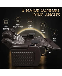 Streamdale Furniture Power Recliner 2 Pc, Top-Grain Nappa, Smart Charging, Rgb Led