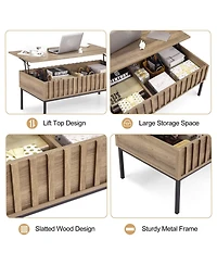 gaomon Mid-Century Modern Lift-Top Extendable Coffee Table with Hidden Compartment
