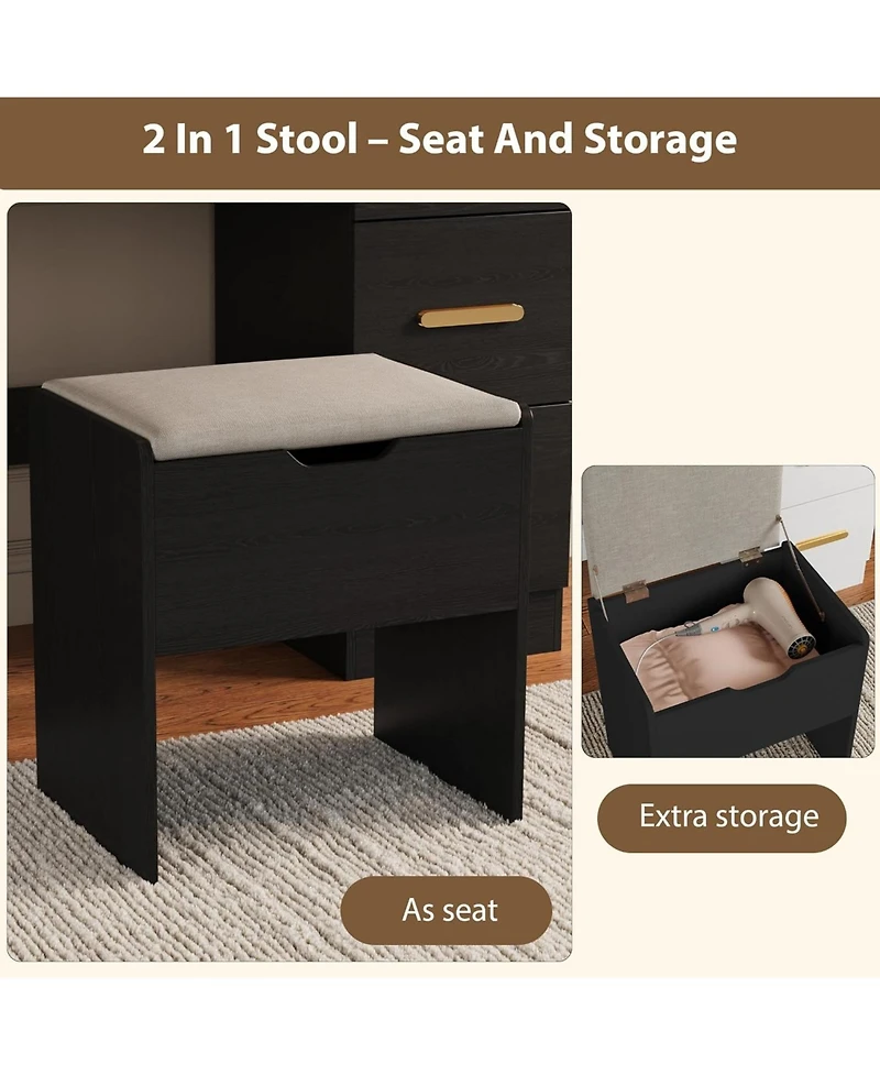 gaomon 45.9" Makeup Vanity Desk with Large Lighted Mirror