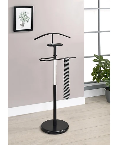 Kings Brand Furniture Modern Freestanding Valet Stand, Metal Suit Rack with Jacket Hanger, Trouser Bar, Tie Holder & Accessory Tray