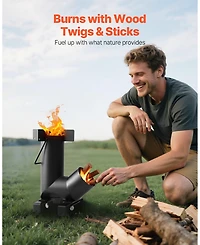 Ecooso Portable Wood Burning Rocket Stove with Carry Bag, Carbon Steel Camping Cooking Stove