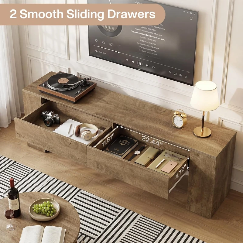 Tribesigns 63 Inch Tv Stand with Drawers, Tv Console for TVs up to 70 Inch, Modern Entertainment Center with 2 Storage Drawers, Media Console