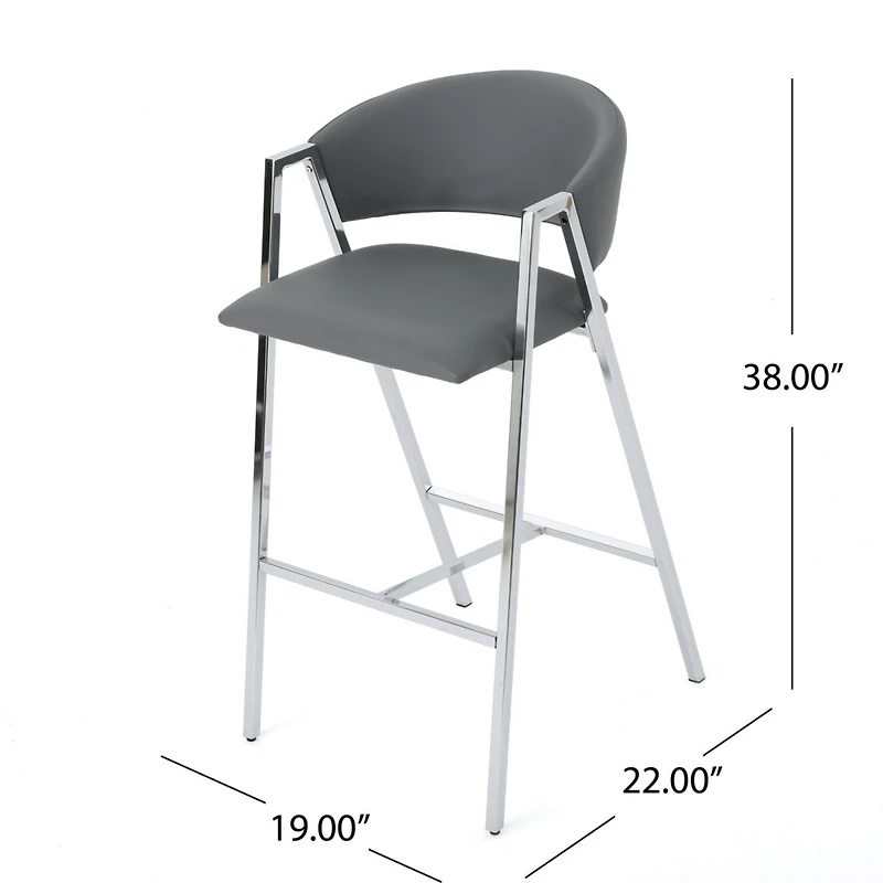 Simplie Fun Modern 28" Mid-Century Bar Stool with Chrome A-Frame