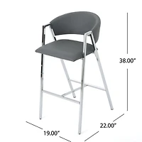 Simplie Fun Modern 28" Mid-Century Bar Stool with Chrome A-Frame