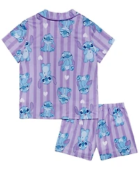 Lilo Stitch Girls' 4-10 Notch Collar Top and Shorts, 2-Piece Set