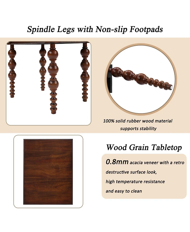 Streamdale Furniture Solid Wood Coffee Table Set of 3, Vintage Style