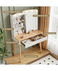 Streamdale Furniture Vanity Desk with Lighted Mirror, Storage & Drawers