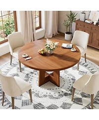 gaomon 47" Round Dining Table with Thickened Edge and Sturdy Pedestal Base