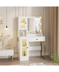 gaomon Makeup Vanity Desk with 3-Color Led Lighted Mirror