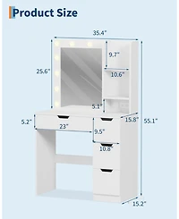 gaomon Modern Makeup Vanity Desk with Mirror, 4 Drawers