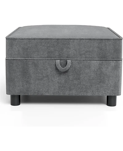 gaomon 26.4 Inch Storage Ottoman Chenille Foot Stool with Solid Wood Legs Modern Living Room Accent Stool