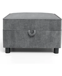gaomon 26.4 Inch Storage Ottoman Chenille Foot Stool with Solid Wood Legs Modern Living Room Accent Stool