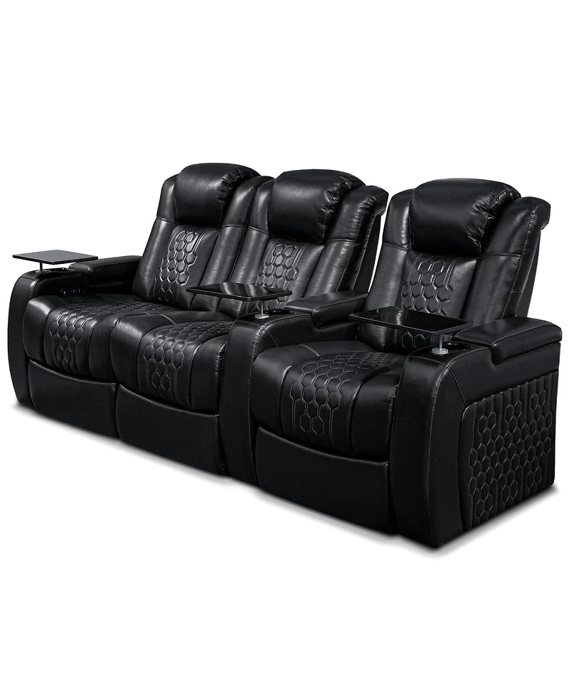 Streamdale Furniture 93.3" Power Recliner 3 Pc, Top-Grain Nappa, Smart Charging