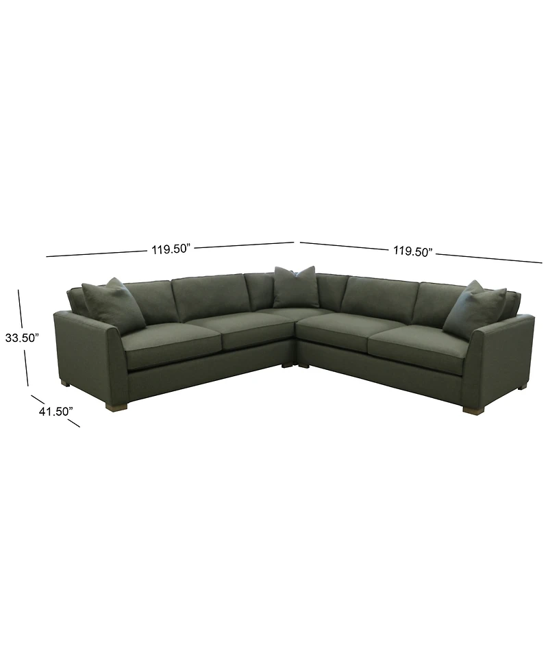Corine 3-Pc. Upholstered Sectional Sofa Set with Toss Pillows
