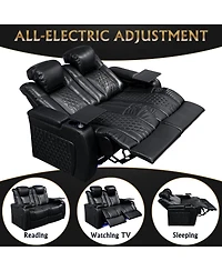 Streamdale Furniture 62.2" Power Recliner 2 Pc, Top-Grain Nappa, Smart Charging, Rgb Led