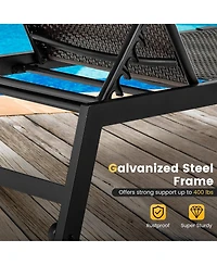 Gymax 2PCS Patio Pe Rattan Chaise Lounge Outdoor Recliner w/ 5-Level Backrest Backyard Poolside