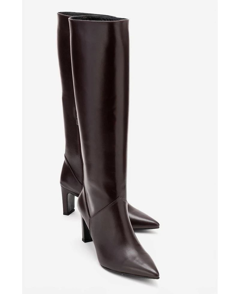 Forever and Always Women Shoes Merla Leather Block Heel Boot