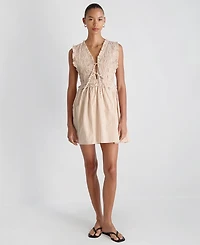 French Connection Women's Gingham Pattern Smocked Mini Dress