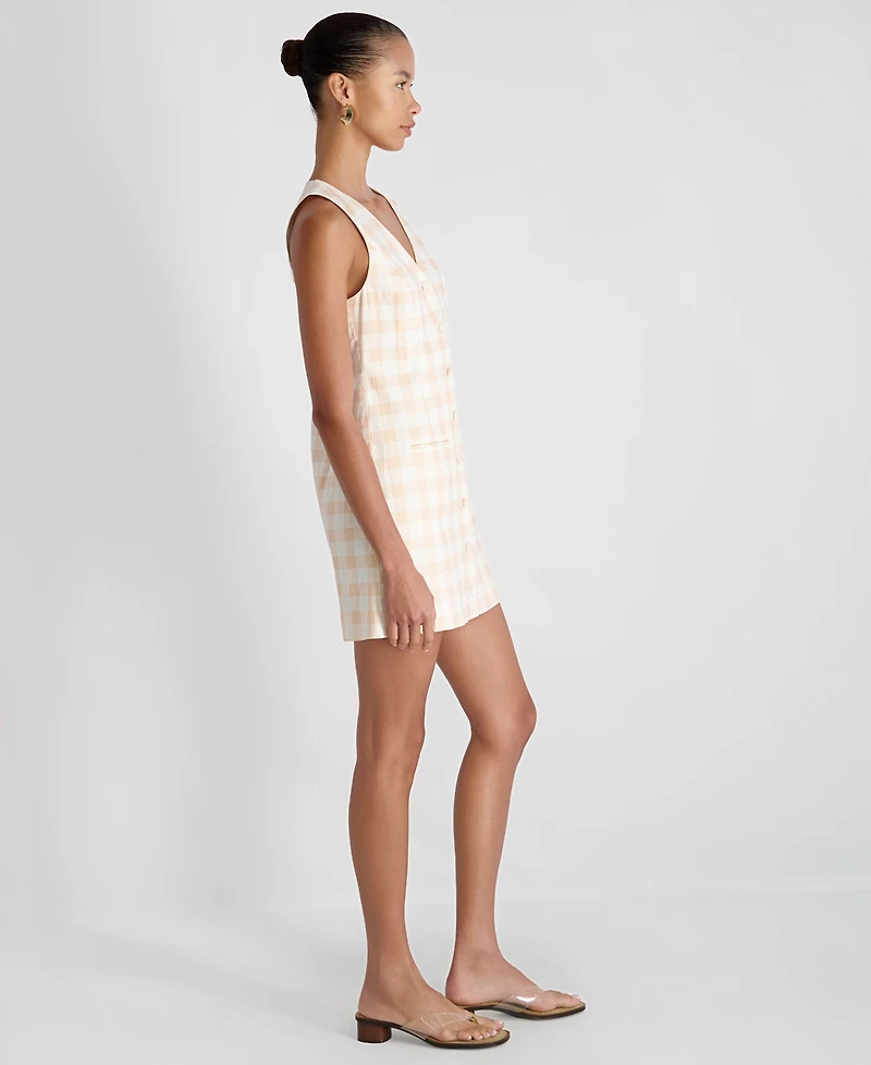 French Connection Women's V-Neck Gingham Mini Dress