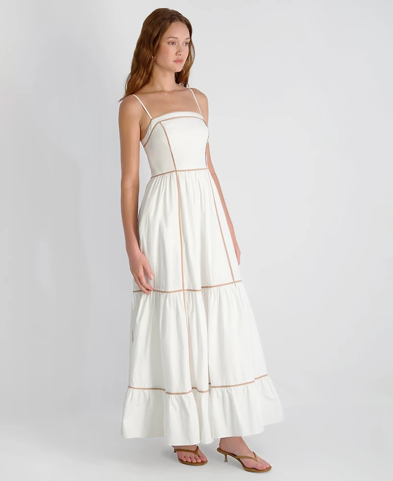 French Connection Women's Square-Neck Cambria Contrast Trim Maxi Dress