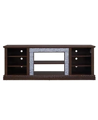 Streamdale Furniture Faux Stacked Stone Tv Stand & Media Console w/ Storage Cabinet