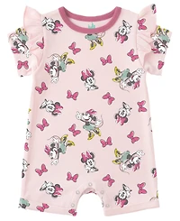 Disney Baby Girls' Minnie Print Romper and Hat, 2-Piece Set