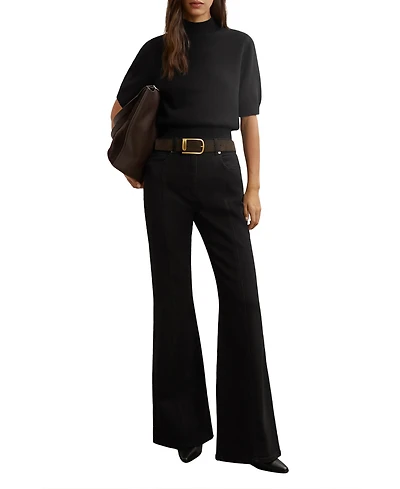 Reiss Women's Cotton and Wool Funnel-Neck Knit Top