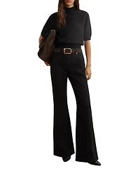 Reiss Women's Cotton and Wool Funnel-Neck Knit Top