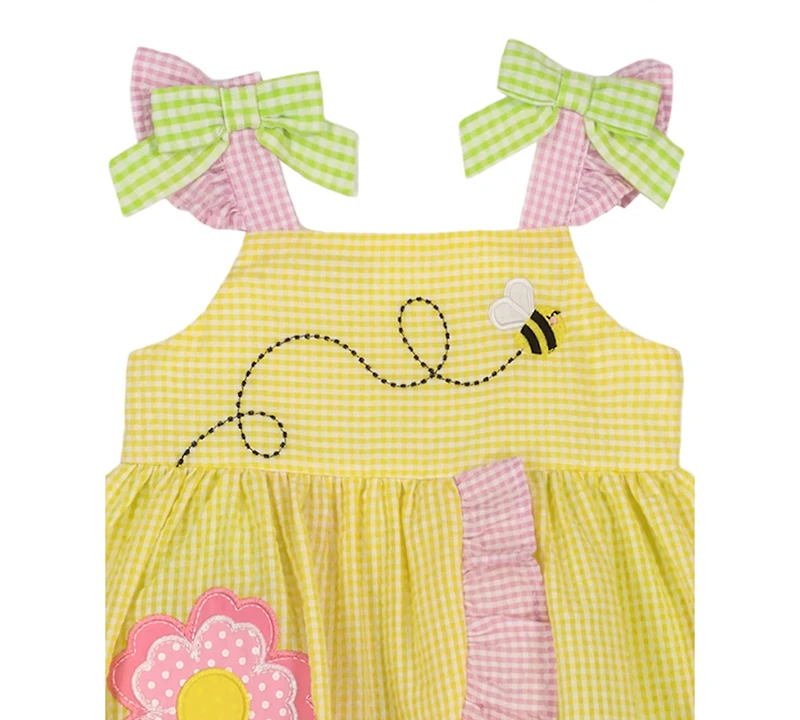 Blueberi Boulevard Baby Girls' Embroidered Dress with Hat