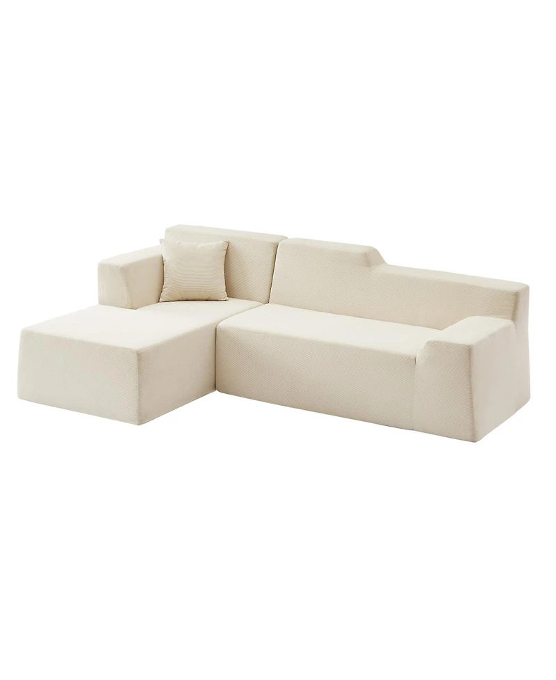 Streamdale Furniture Modern minimalist L-shaped corduroy high back sofa