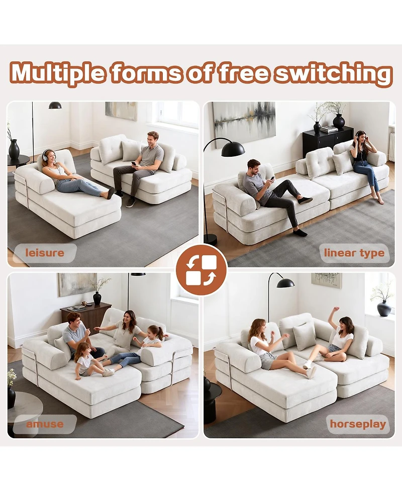 Streamdale Furniture 104" Boneless Chenille Memory Foam Modular Sectional Sofa with Chaise - No Assembly