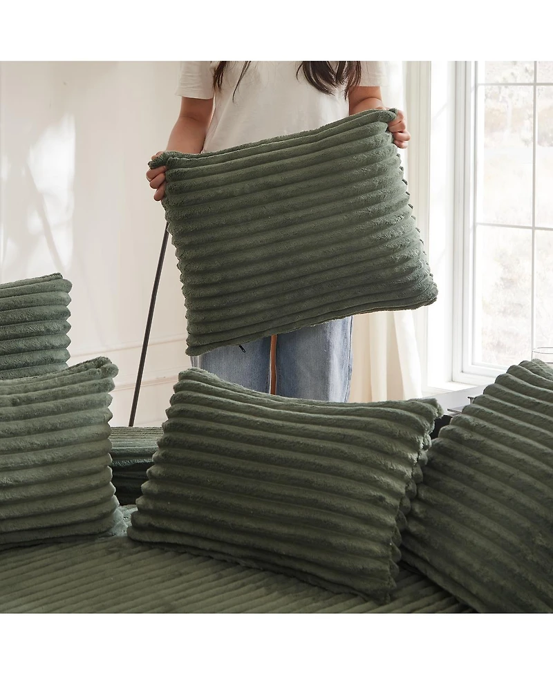 Streamdale Furniture 78.5-Inch Corduroy Semi-Circular 2-in-1 Sofa Bed with Neck Pillow & 5 Throw Pillows