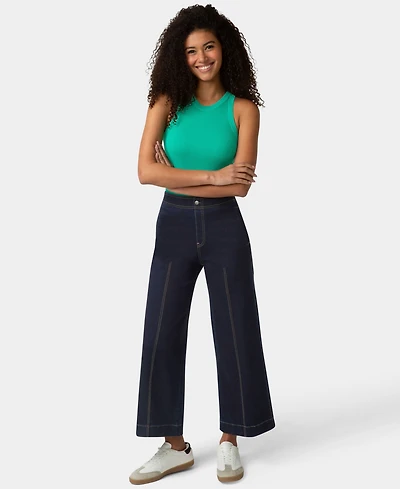 Hue Women's Fine Lines Denim Crop Wide-Leg Sleepwear Pant