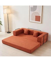Streamdale Furniture Corduroy Convertible Sleeper Sofa Bed with Pillow