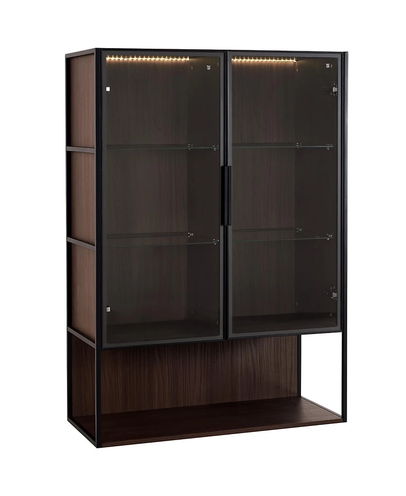 Sumyeg Casainc Modern 51.2" Tall Lighted Display Cabinet with Tempered Glass Door and Metal Frame