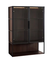 Sumyeg Casainc Modern 51.2" Tall Lighted Display Cabinet with Tempered Glass Door and Metal Frame