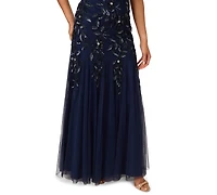Adrianna Papell Floral-Beaded Gown