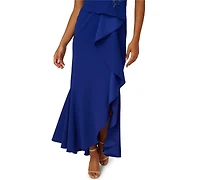 Adrianna Papell Women's Cascading-Ruffle Crepe Gown