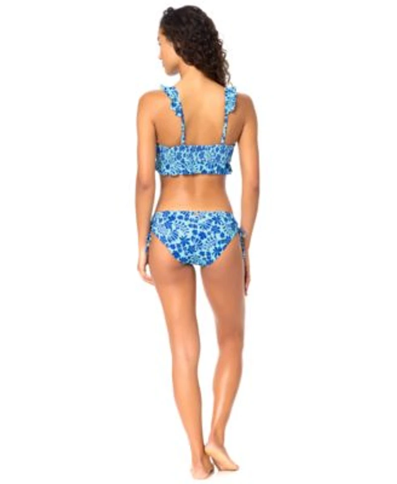Raisins Womens Lily Scoop Neck Printed Swim Bikini Top Luna Side Tie Swim Bottoms