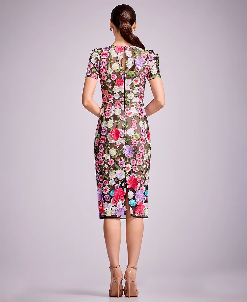 Dress the Population Women's Puff Short-Sleeve Bodycon Midi