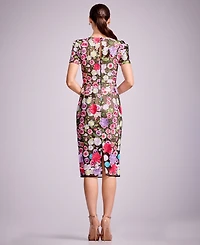 Dress the Population Women's Puff Short-Sleeve Bodycon Midi