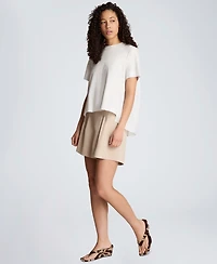 Kenneth Cole Women's Short-Sleeve High-Low Pleated Back T-Shirt