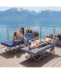 Sugift 2-Piece Folding Bed Camping Cots with Removable Cotton Mattress (2 in a set), 500 lbs