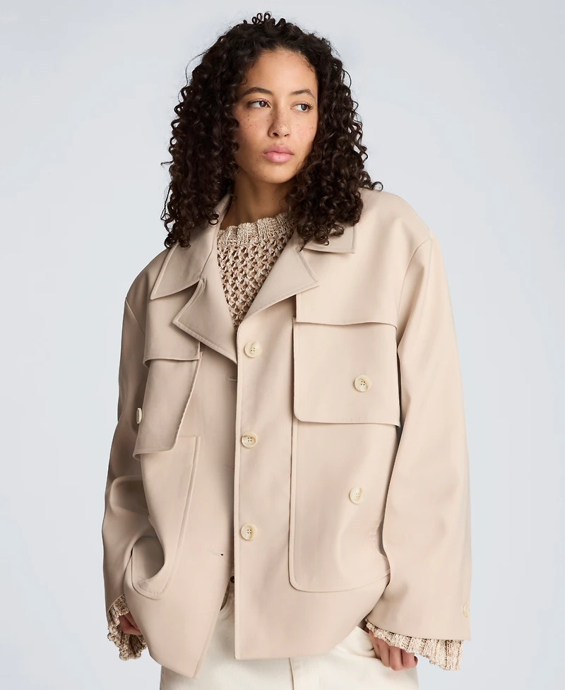 Kenneth Cole Women's Multi-Pocket Button-Front Jacket