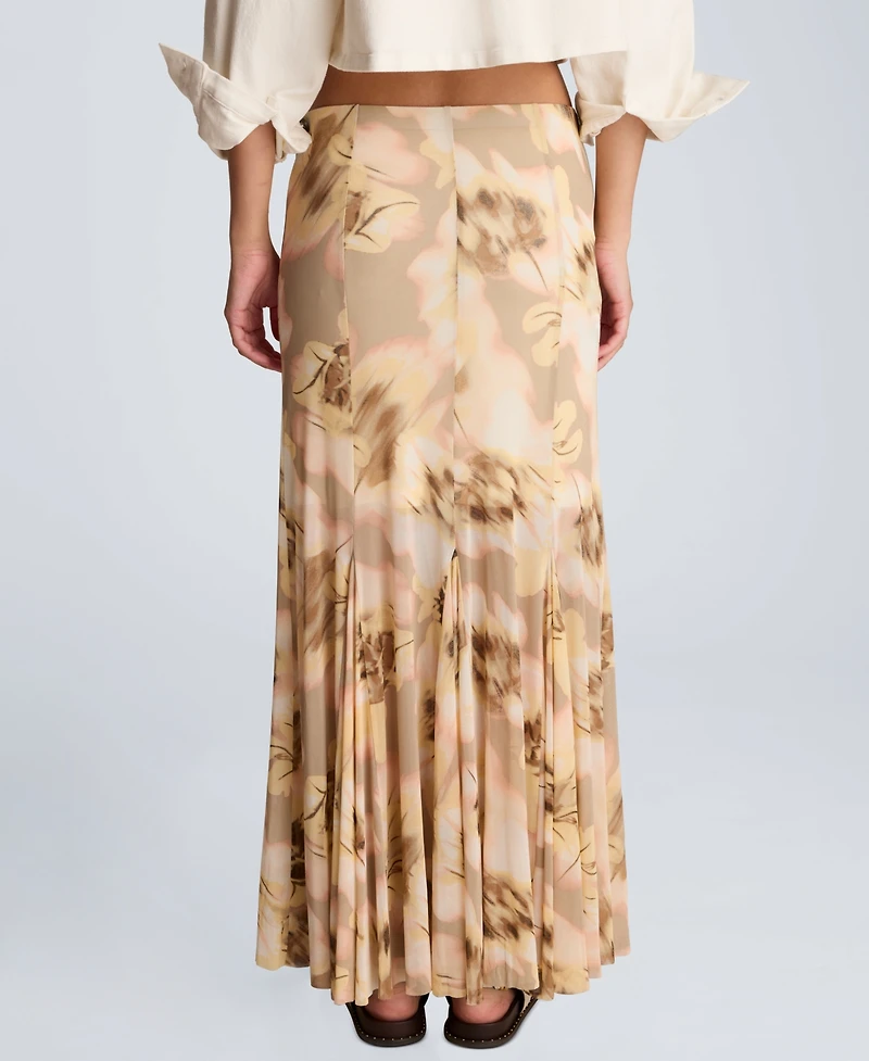 Kenneth Cole Women's Pull-On Godet Printed Maxi Skirt